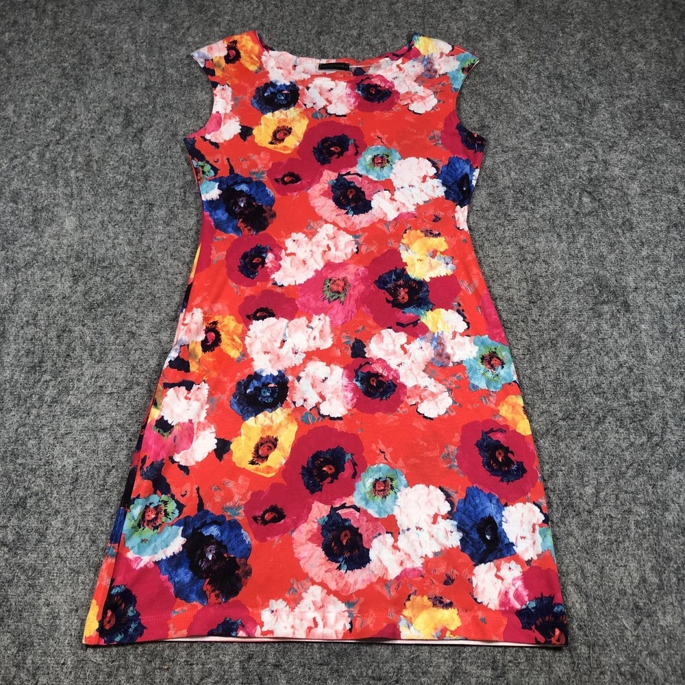 Nally & Millie Dress Womens S Multicolor Floral Sleeveless Jersey Sheath Stretch